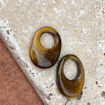 Genuine Tigereye Mini Oval Disc Gemstone Earring Charms