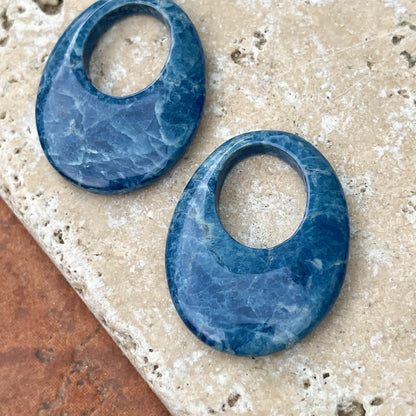 Genuine Dyed Blue Howlite Oval Disc Gemstone Earring Charms