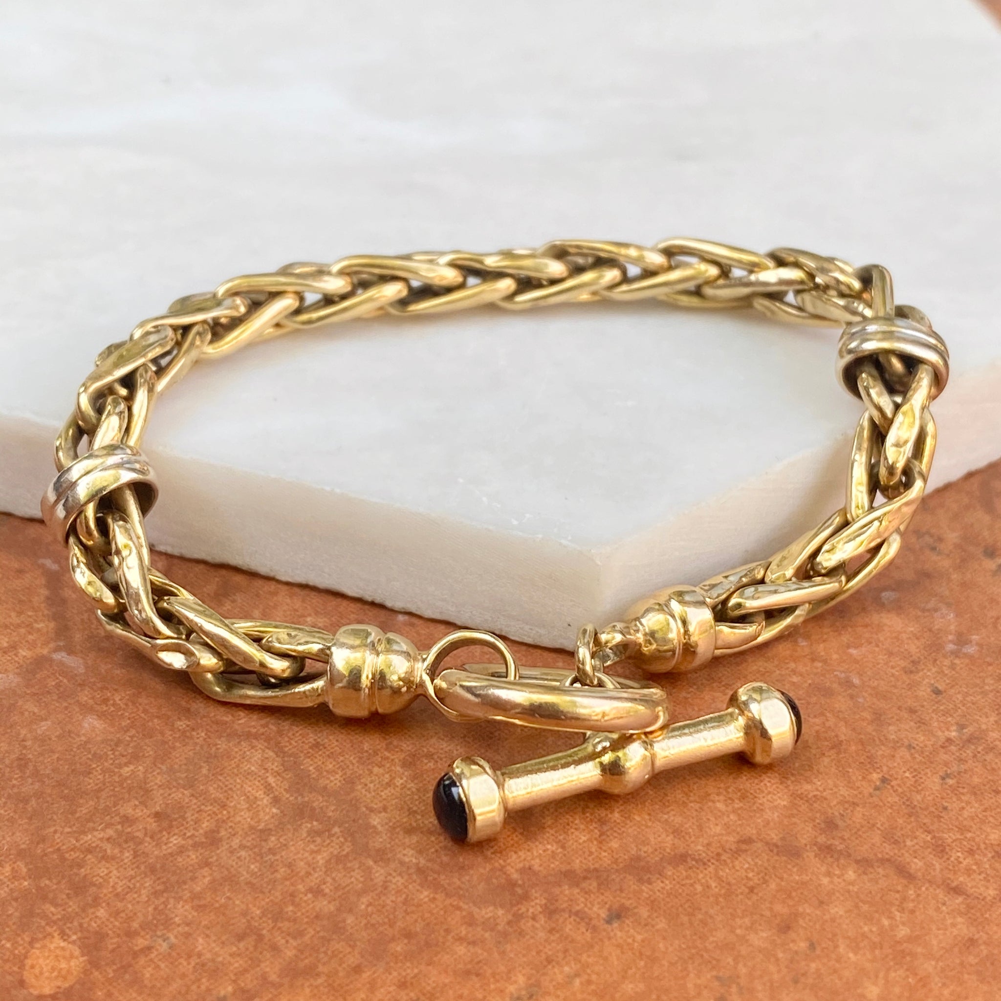 14K Gold Wheat Link Chain Bracelet