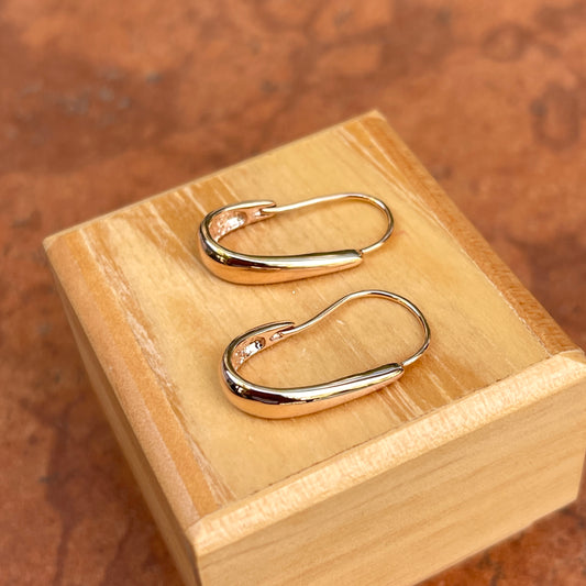 14KT Rose Gold Tapered J-Shape Hoop Wire Earrings