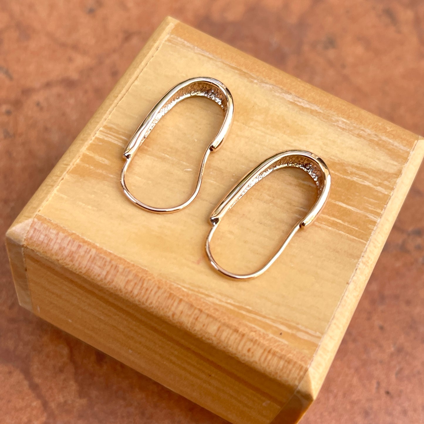 14KT Rose Gold Tapered J-Shape Hoop Wire Earrings