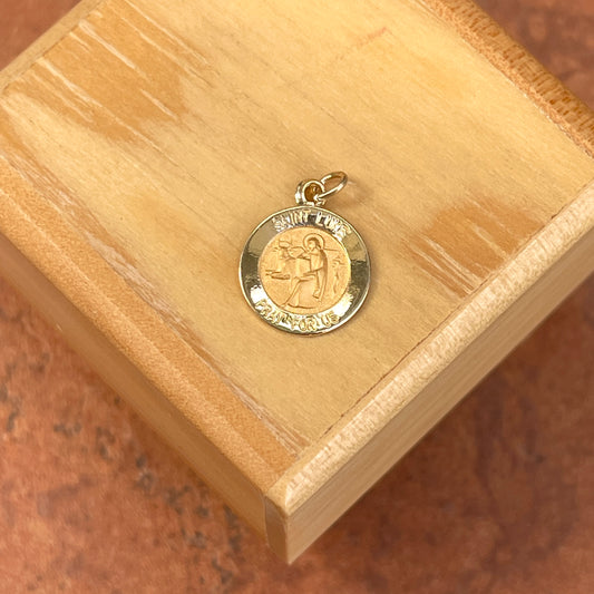 14KT Yellow Gold Saint Luke Round Medal Pendant Charm 12mm