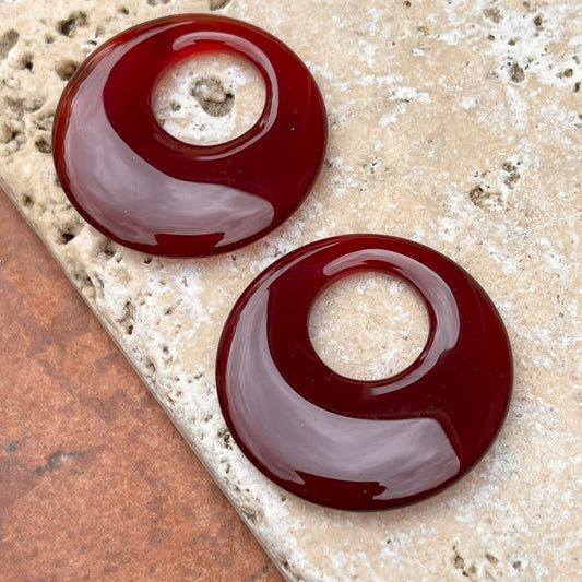 Genuine Red Carnelian Round Disc Gemstone Earring Charms