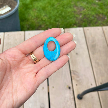 Genuine Polished Turquoise Oval Gemstone Disc Pendant