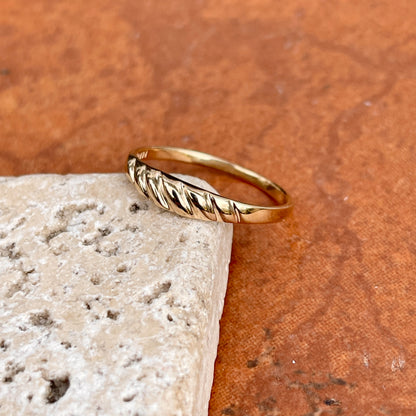 14KT Yellow Gold Polished Thin Croissant Dome Band Ring