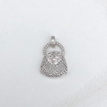 Load image into Gallery viewer, 14KT White Gold Pave Diamond Purse Handbag Vintage Inspired Pendant, 14KT White Gold Pave Diamond Purse Handbag Vintage Inspired Pendant - Legacy Saint Jewelry