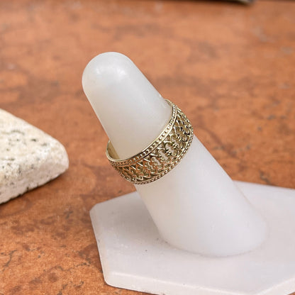 14KT Yellow Gold Open Scroll Filigree Cigar Band Ring