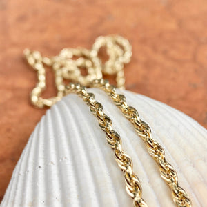 14KT Yellow Gold Semi-Solid Rope Chain Necklace 2.8mm, 14KT Yellow Gold Semi-Solid Rope Chain Necklace 2.8mm - Legacy Saint Jewelry