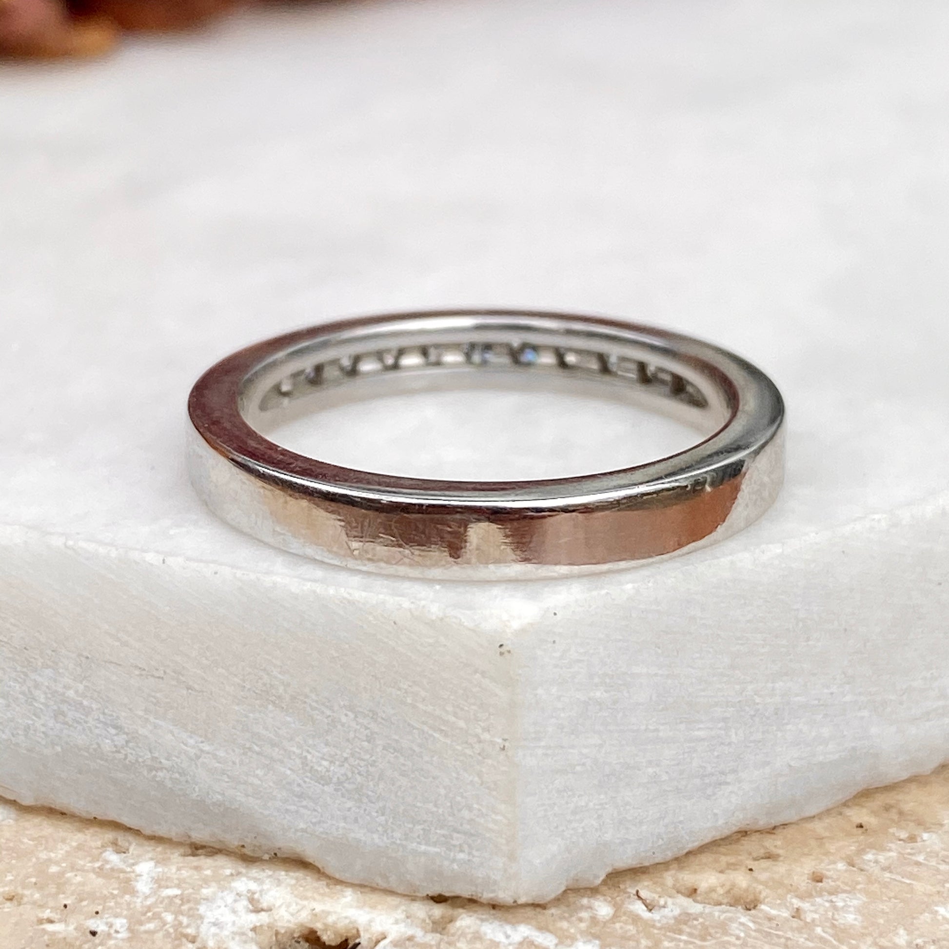 14KT White Gold Diamond Thin Band Ring, 14KT White Gold Diamond Thin Band Ring - Legacy Saint Jewelry
