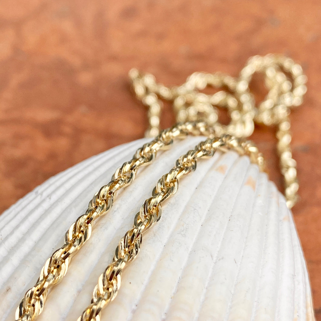 14KT Yellow Gold Semi-Solid Rope Chain Necklace 2.8mm, 14KT Yellow Gold Semi-Solid Rope Chain Necklace 2.8mm - Legacy Saint Jewelry