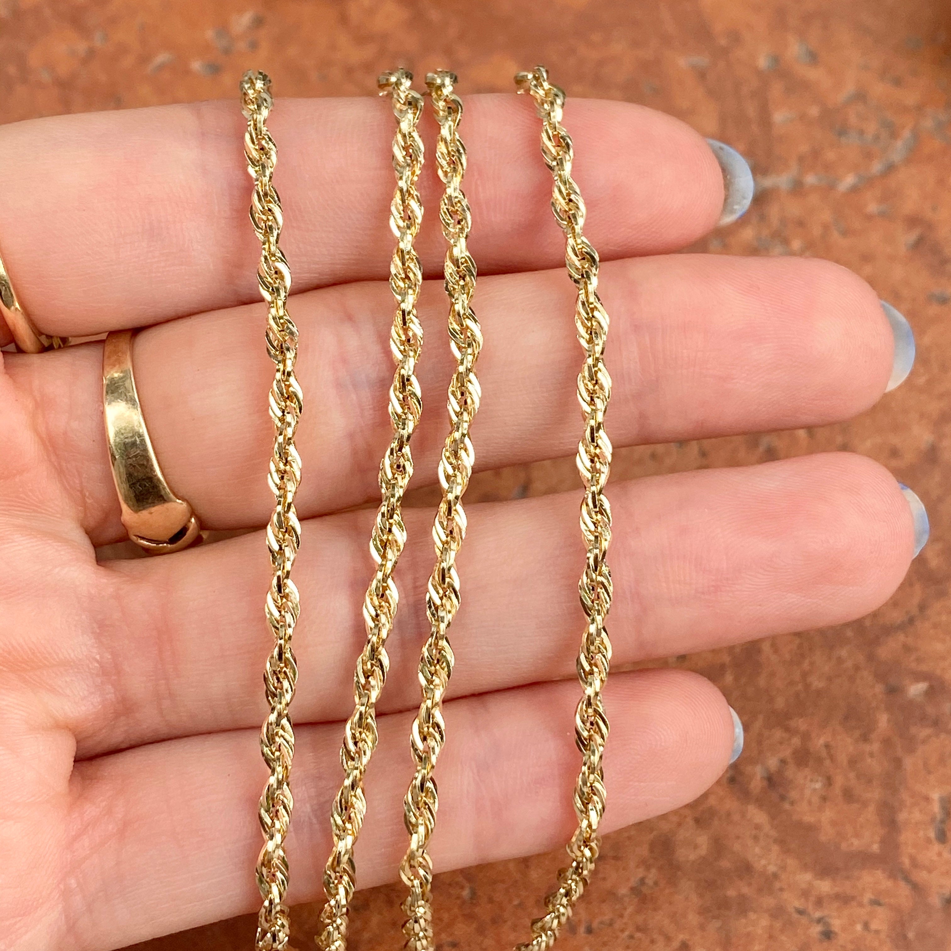 14kt Yellow Gold Semi Solid Rope Chain Necklace 2.8mm 20