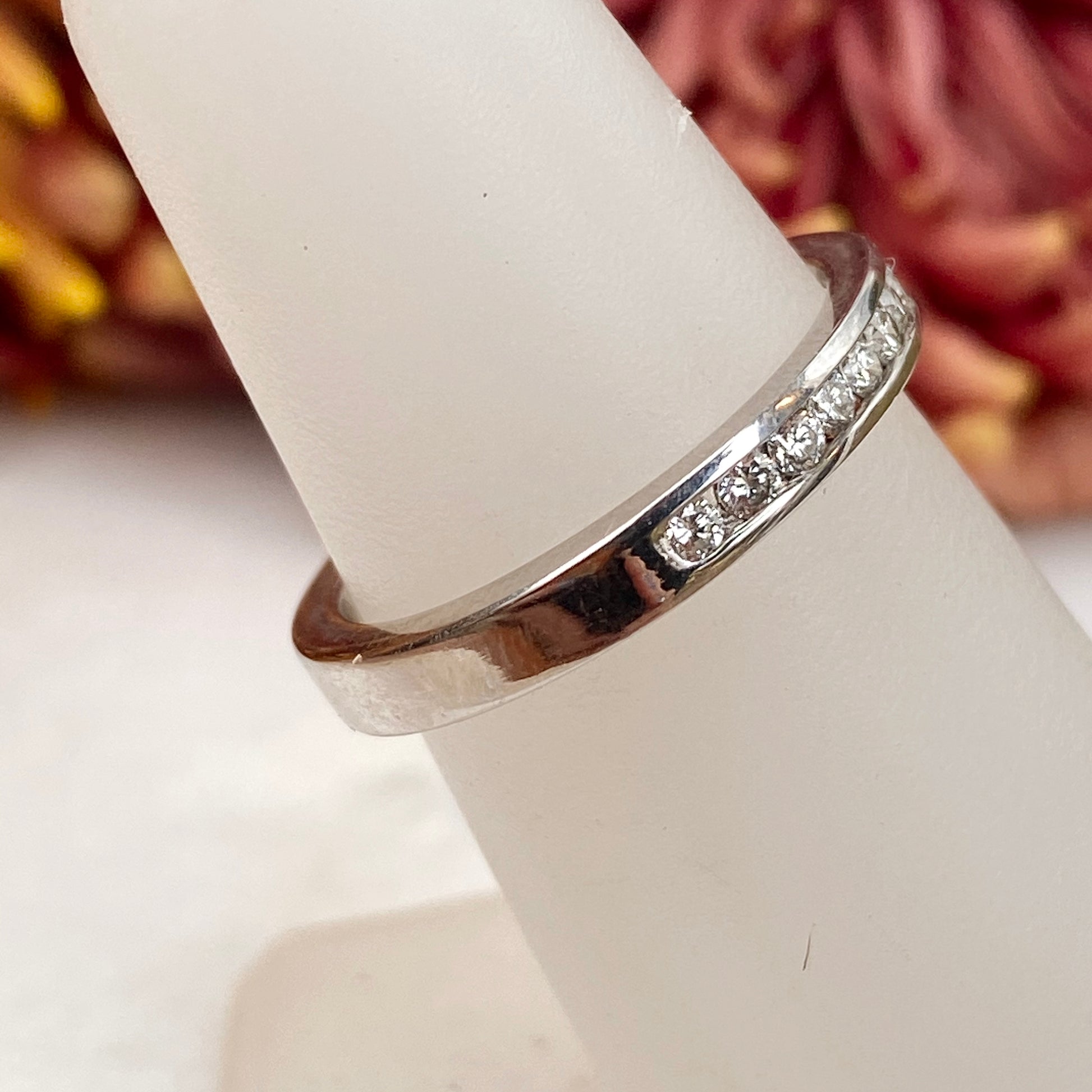 14KT White Gold Diamond Thin Band Ring, 14KT White Gold Diamond Thin Band Ring - Legacy Saint Jewelry