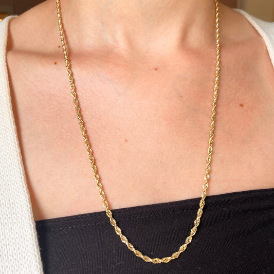 14KT Yellow Gold Semi-Solid Rope Chain Necklace 2.8mm, 14KT Yellow Gold Semi-Solid Rope Chain Necklace 2.8mm - Legacy Saint Jewelry