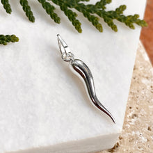 Load image into Gallery viewer, OOO Sterling Silver Medium &quot;Cornicello&quot; Italian Horn Pendant Charm, OOO Sterling Silver Medium &quot;Cornicello&quot; Italian Horn Pendant Charm - Legacy Saint Jewelry