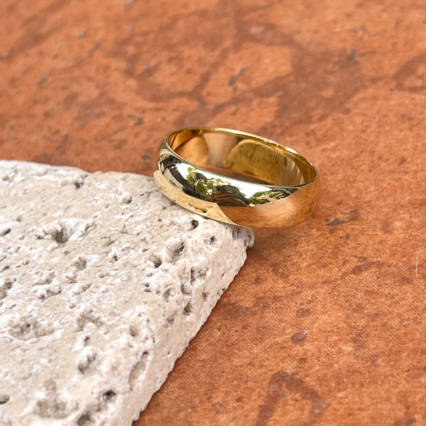 18KT Yellow Gold 6mm Half-Round Band Ring