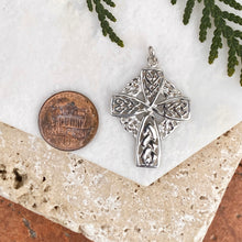 Load image into Gallery viewer, Sterling Silver Celtic Cross Pendant Charm, Sterling Silver Celtic Cross Pendant Charm - Legacy Saint Jewelry