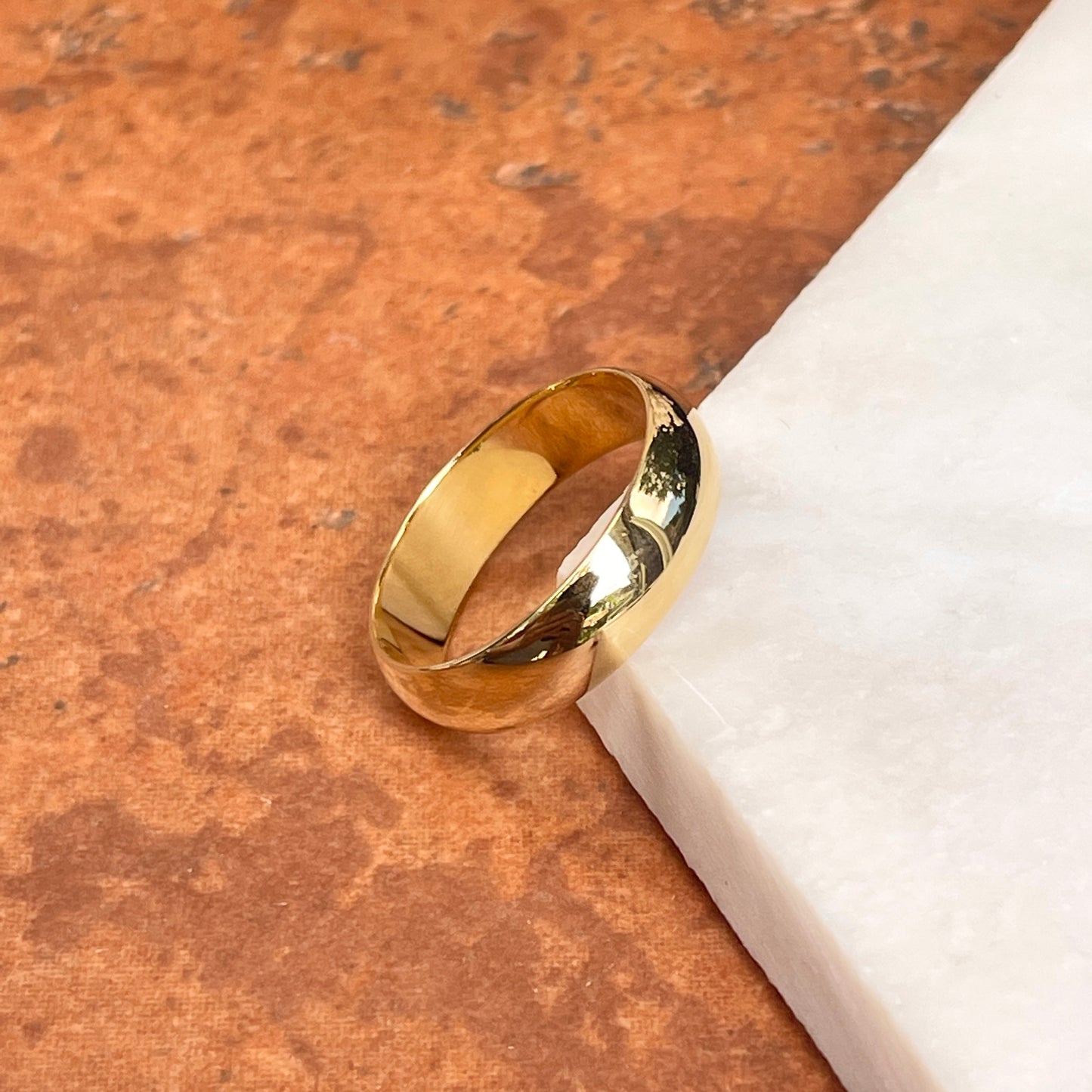 18KT Yellow Gold 6mm Half-Round Band Ring