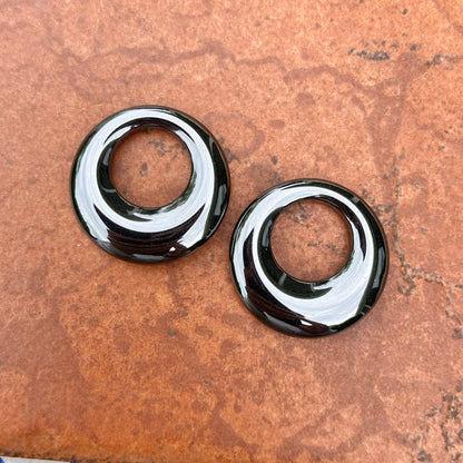 Genuine Hematite Round Disc Gemstone Earring Charms