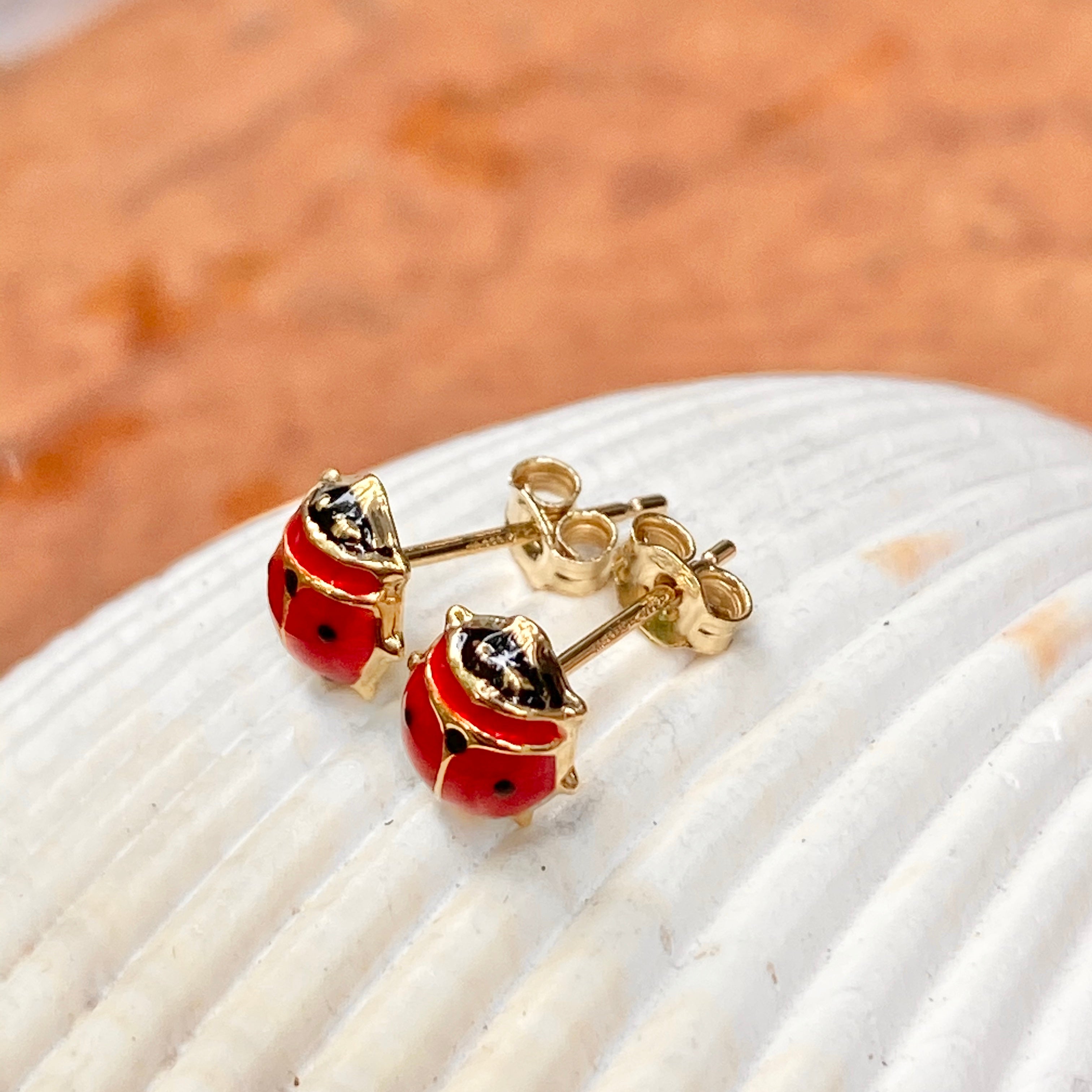 14k yellow gold Lady 2024 Bug Stud earrings!