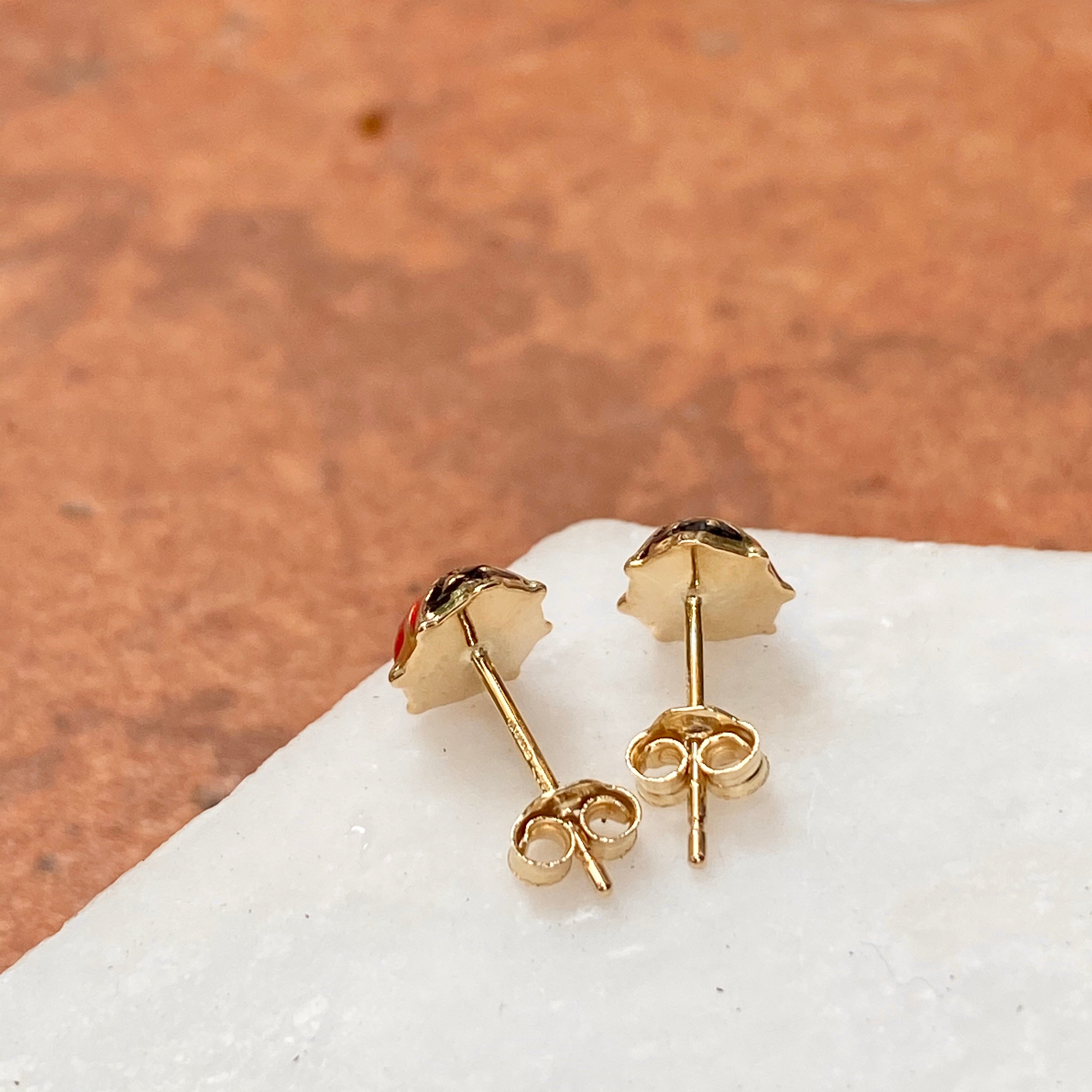 14K Solid Gold Enamel Ladybug Post, 5mm 14K Polished Ladybug Earrings, Minimalist, Dainty, Gold Stud Earrings, Gold Enamel buying Ladybug- GK881