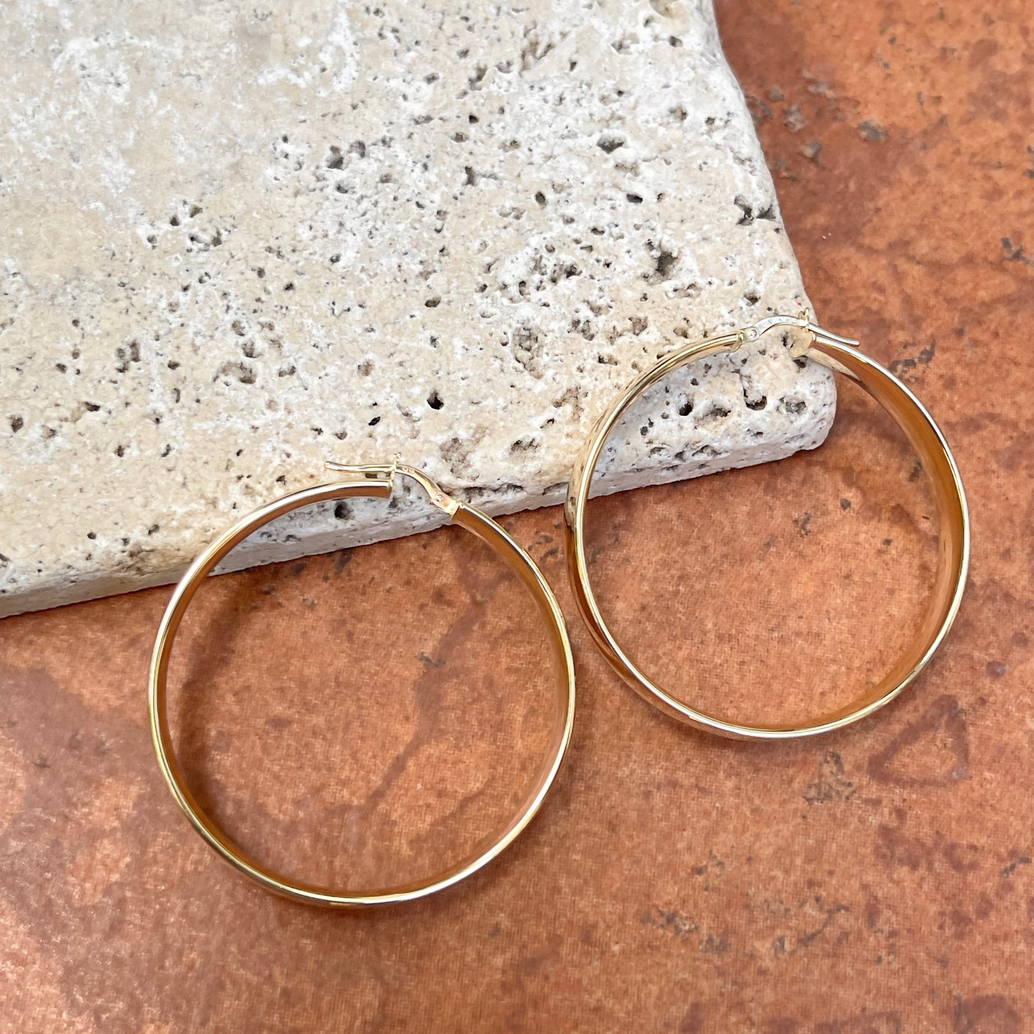 14KT Yellow Gold 7mm Wide Round Large Hoop Earrings 45mm – LSJ