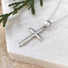 Load image into Gallery viewer, 10KT White Gold Cross Plain Pendant Chain Necklace, 10KT White Gold Cross Plain Pendant Chain Necklace - Legacy Saint Jewelry