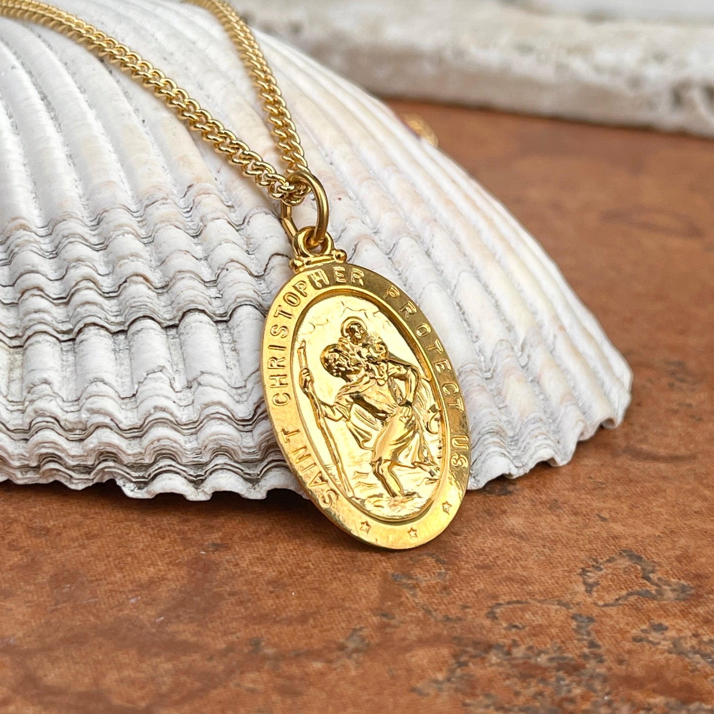Gold Chain Necklace 24ct Gold St Christopher Necklace Personalised