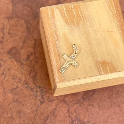 14KT Rose Gold + Yellow Gold Diamond-Cut Cross Pendant Charm