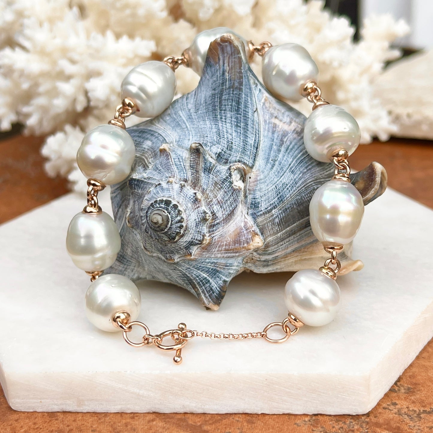 14KT Rose Gold +  Paspaley South Sea Pearl Spacers Bracelet