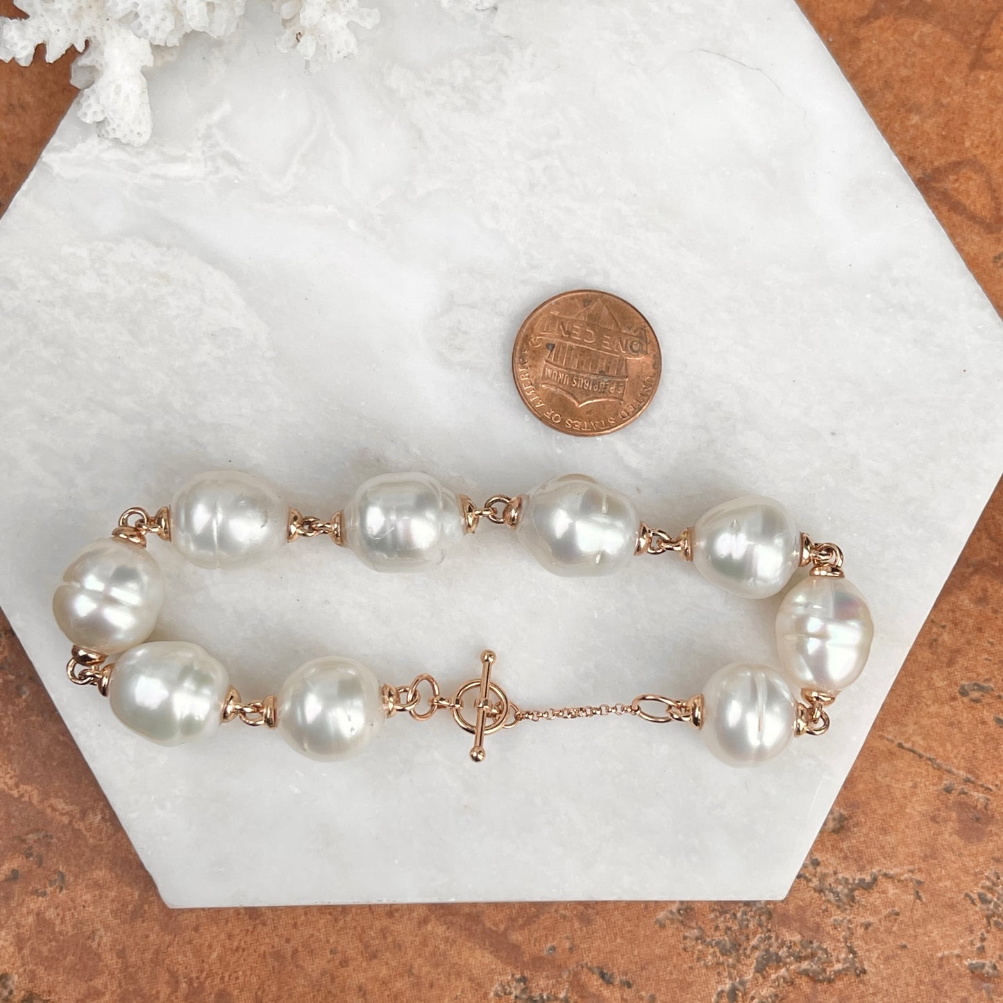 14KT Rose Gold +  Paspaley South Sea Pearl Spacers Bracelet