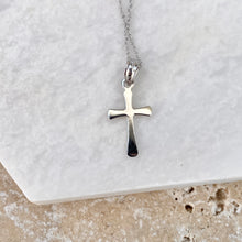 Load image into Gallery viewer, 14KT White Gold Beveled Cross Pendant Necklace, 14KT White Gold Beveled Cross Pendant Necklace - Legacy Saint Jewelry