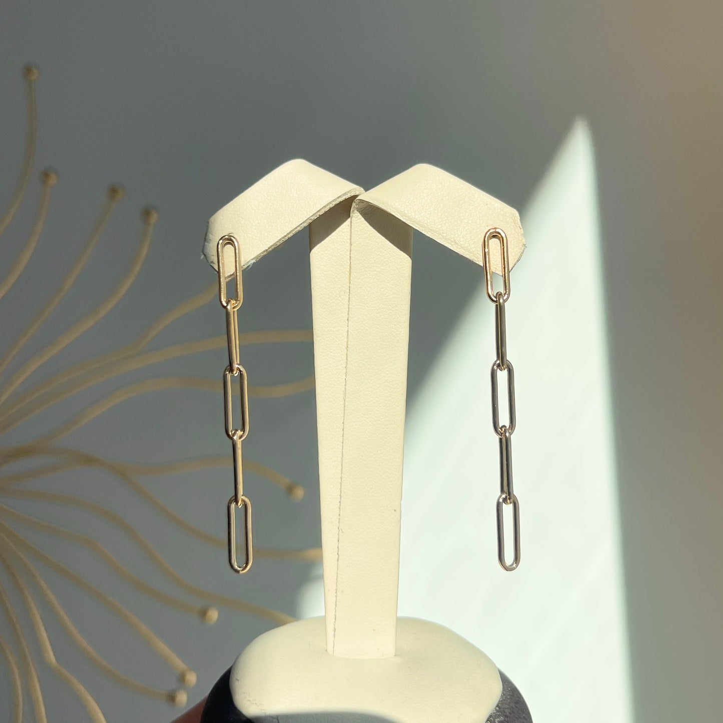 Yellow Gold Filled Paper Clip 5 Link Post Dangle Earrings