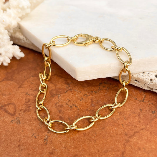 14KT Yellow Gold Polished Open Oval Link Chain Bracelet