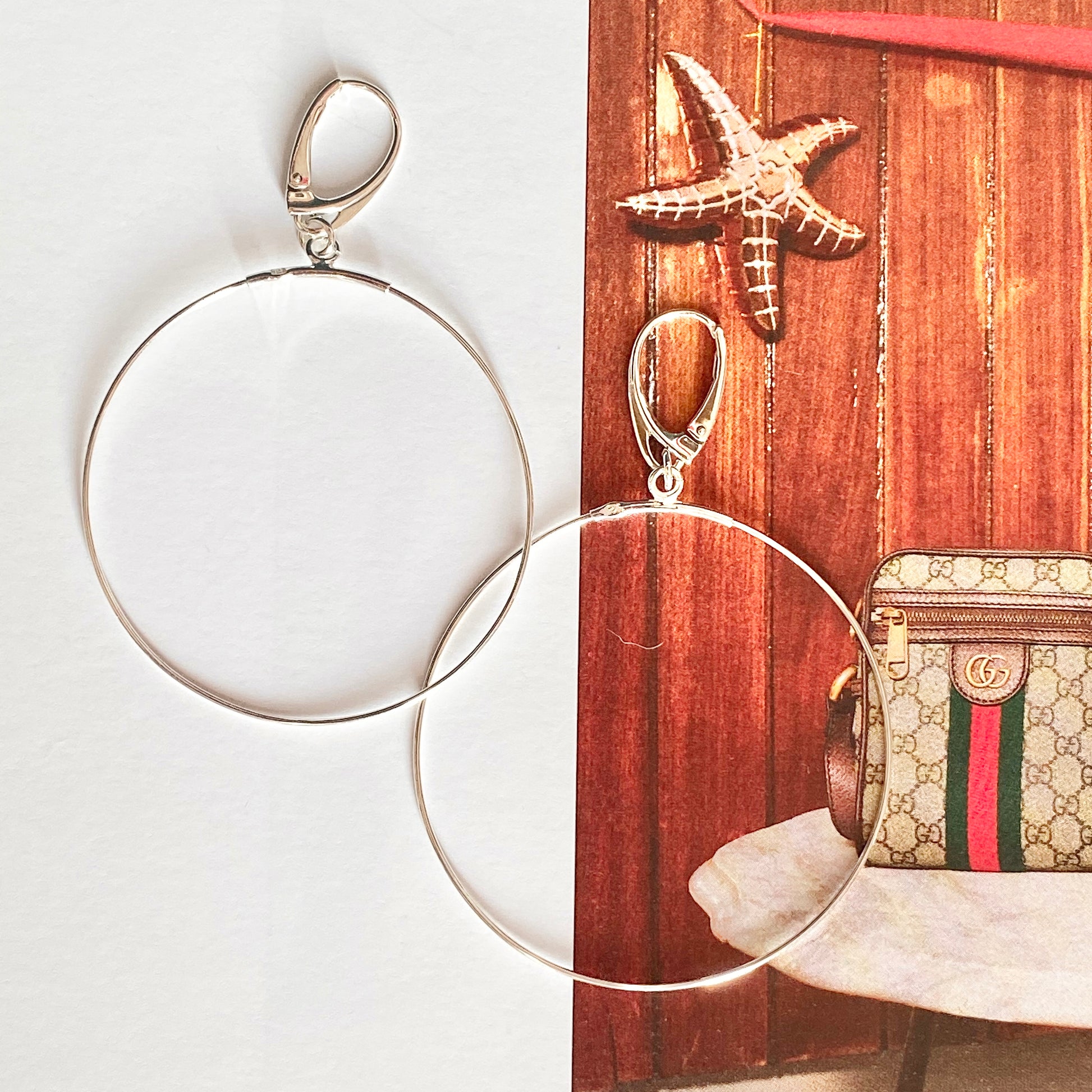 Sterling Silver Lever-Back Dangle Hoop Earrings – LSJ