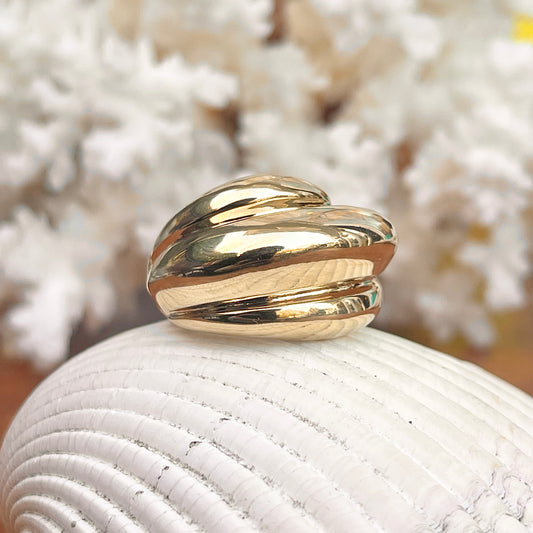 14KT Yellow Gold Polished Chunky Dome Cigar Band Ring
