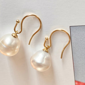 14KT Yellow Gold Paspaley Pearl Bishop Hook Earrings #2/ 12mm, 14KT Yellow Gold Paspaley Pearl Bishop Hook Earrings #2/ 12mm - Legacy Saint Jewelry