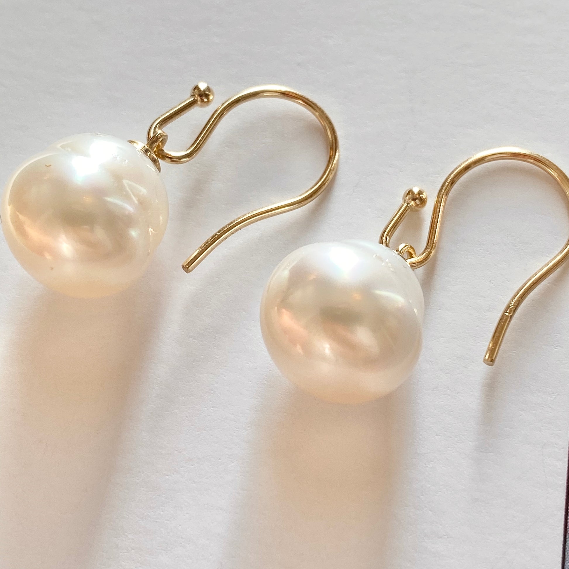 14KT Yellow Gold Paspaley Pearl Bishop Hook Earrings #2/ 12mm, 14KT Yellow Gold Paspaley Pearl Bishop Hook Earrings #2/ 12mm - Legacy Saint Jewelry