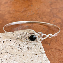 Load image into Gallery viewer, Sterling Silver celtic Weave Onyx Bangle Bracelet
