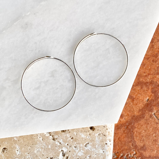 Sterling Silver Thin Hoop Earrings 25mm, Sterling Silver Thin Hoop Earrings 25mm - Legacy Saint Jewelry