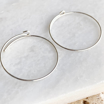Sterling Silver Thin Hoop Earrings 25mm, Sterling Silver Thin Hoop Earrings 25mm - Legacy Saint Jewelry