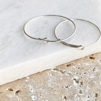 Sterling Silver Thin Hoop Earrings 25mm, Sterling Silver Thin Hoop Earrings 25mm - Legacy Saint Jewelry
