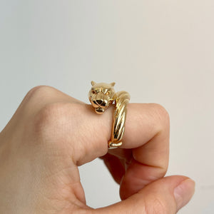 14KT Yellow Gold Bypass Pave Diamond Panther Ring