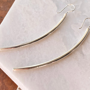 Sterling Silver Long Tube Bar Dangle Earrings, Sterling Silver Long Tube Bar Dangle Earrings - Legacy Saint Jewelry
