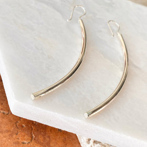 Sterling Silver Long Tube Bar Dangle Earrings, Sterling Silver Long Tube Bar Dangle Earrings - Legacy Saint Jewelry