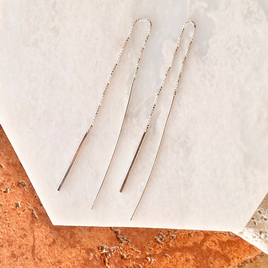 Sterling Silver Threader Box Chain Bar Ear Wire Earrings, Sterling Silver Threader Box Chain Bar Ear Wire Earrings - Legacy Saint Jewelry