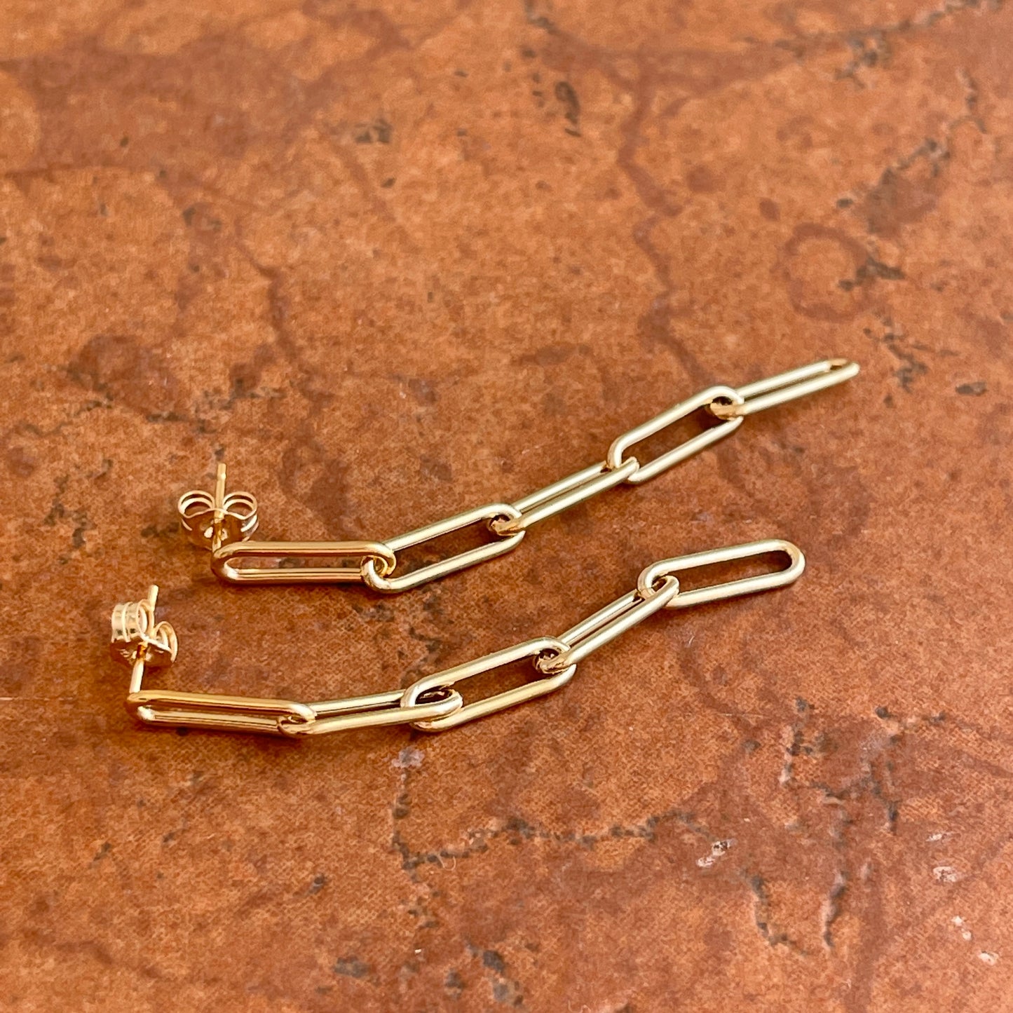 Yellow Gold Filled Paper Clip 5 Link Post Dangle Earrings