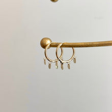 Load image into Gallery viewer, 14KT Yellow Gold Round Disc Dangle Charms Hoop Earrings 15mm