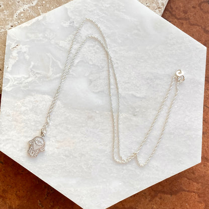 Sterling Silver Hamsa/ Chamseh Pendant Necklace, Sterling Silver Hamsa/ Chamseh Pendant Necklace - Legacy Saint Jewelry