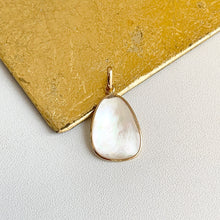 Load image into Gallery viewer, Estate 14KT Yellow Gold Abstract Bezel Mother of Pearl Pendant