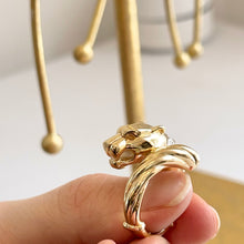Load image into Gallery viewer, 14KT Yellow Gold Bypass Pave Diamond Panther Ring